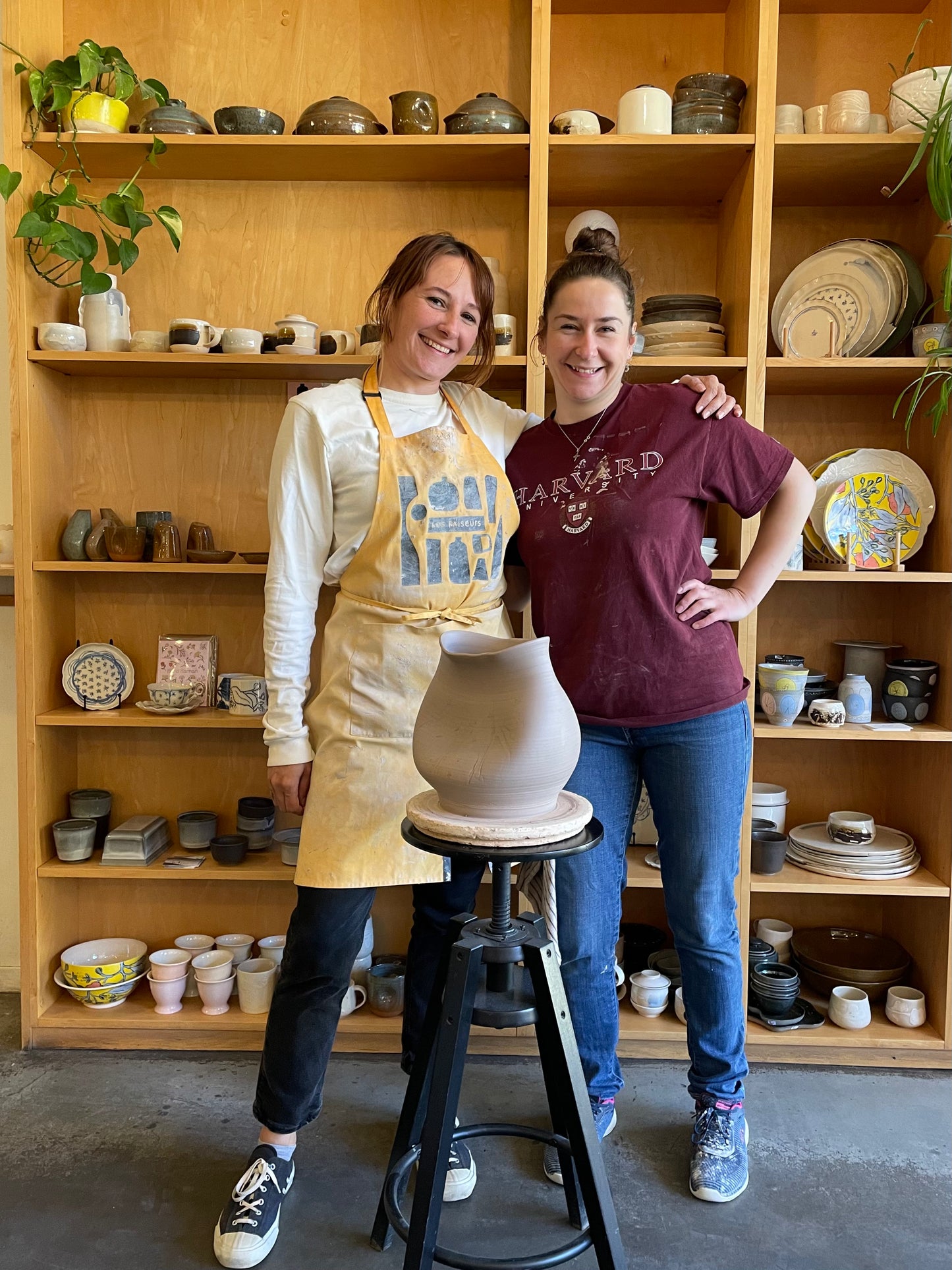 Hugged pottery vase