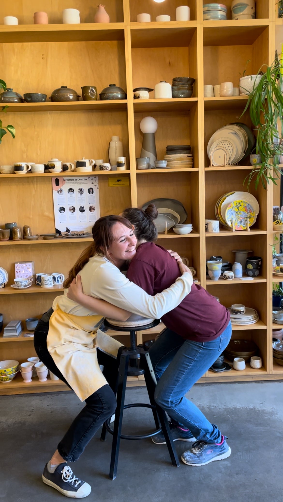 Hugged pottery vase